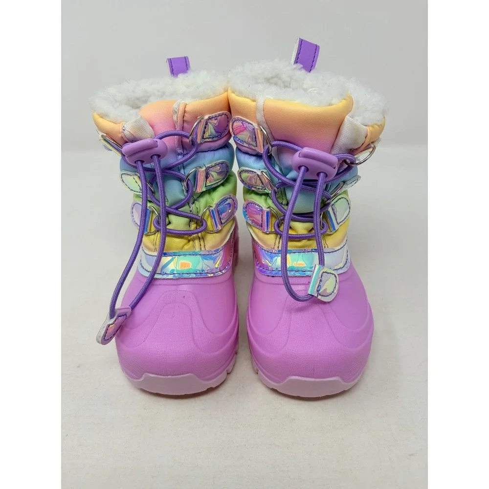 Members Mark Toddler Girls Size 7/8C Mid Calf Slip On Fleece Lined Snow Boots S5